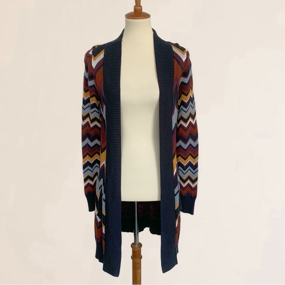 Missoni For Target Chevron Open Front Longline Cardigan Side Pockets
